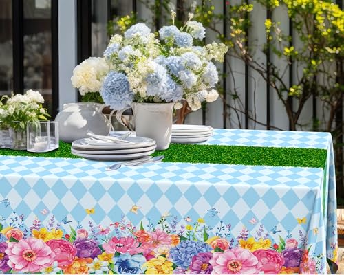 Wonderland Plastic Tablecloth 108x54 Inches for Tea Party and Events - 6 Pack