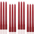 E-Burgundy Spiral Candles 10 Inch Unscented Dripless Taper Candlesticks - 12 Pack