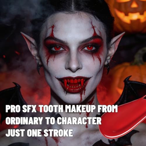 Blood Red Tooth Paint - Realistic SFX Makeup for Vampire Looks, Halloween, Durable, Non-Toxic, with Variation: Red