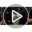 Halloween Skull Candy Bowl with Glowing Eyes & Black Hat - Spooky Gothic Decor