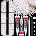 White Resin Jelly Rhinestones with Glue Set for Crafting - Small Pack + 10ml Adhesive