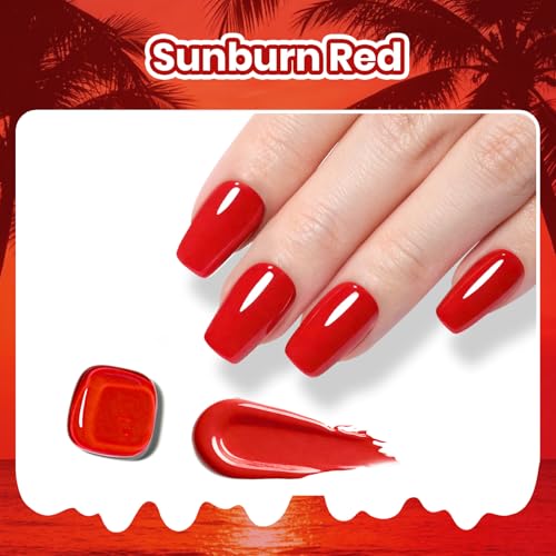 Beetles Red Gel Nail Polish - Sunburn Red | 8ML - Creme Red Variation
