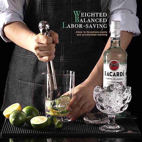 Homestia Skull Silver Cocktail Muddler Set - Halloween Gothic Barware