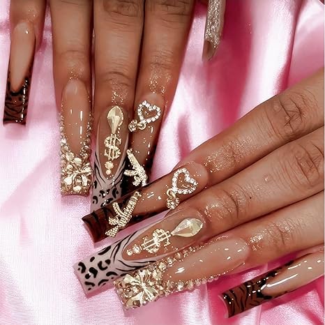 Gold Sliver 42PCS 3D Dollar Nail Charms for Manicure & Nail Art