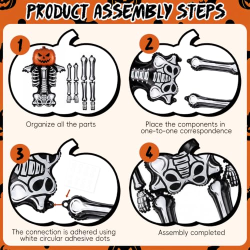 Giant Halloween Skeleton Balloon with Pumpkin Head - 8.3FT Spooky Party Decor - Pumpkin Balloon Variation