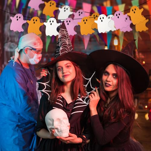 Halloween Hanging Ghost Banners with Glitter Cardstock - 2 Pack 3m Length