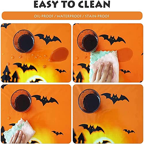 Halloween Tablecloth Set - Classic Spooky Haunted House & Ghosts Design, Waterproof 54x73 Inches, 3 Pack