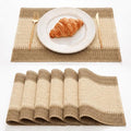 Set of 6 Woven Stripe Burlap Brown Paper Placemats 12x18 Inch