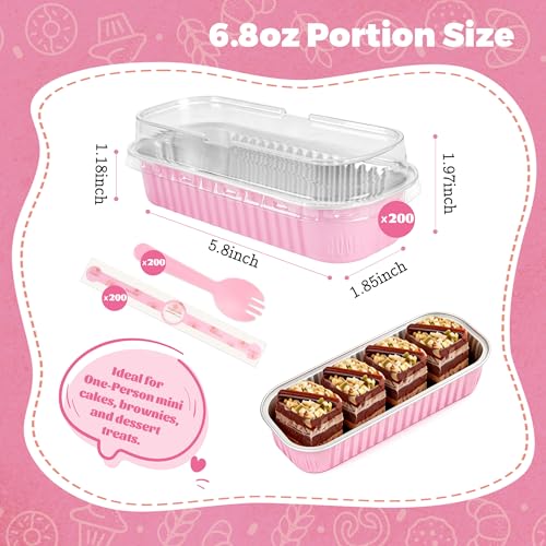 NPLUX Halloween Baking Tins with Lids - Pink 6.8oz, 200 Pack for Home Bakers