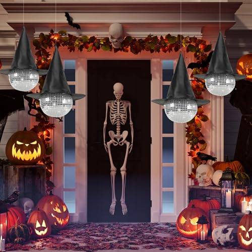 Halloween Inflatable Disco Ball & Witch Hat Decorations Set - Indoor Outdoor Party Decor