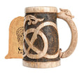 Norse Empire Wooden Beer Mug 20Oz Urnes Style Handcrafted Viking Gift - Carved Mug Variation