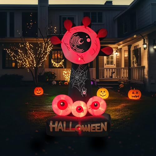 8ft Eyeball Halloween Inflatable with LED Lights - Spooky Yard Decor