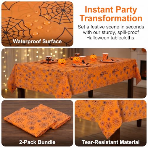 2-Pack Disposable Halloween Spider Web Tablecloths - Zhizhu Variation