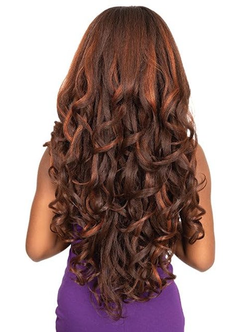 Janet Collection melt HD 360 HUMAN HAIR BLEND PRIME UNIMIX Hand-Tied 13X6 Frontal Baby Hair Transparent Lace GLUELESS TUPI WIG With SOFT YAKY TEXTURE. (COLOR# DR TOFFEE)