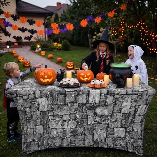 6ft Halloween Spandex Tablecloth with Brick Wall Pattern - Party Decor - Variation of THIS listing: 9.5" x 9.5" Rectangle