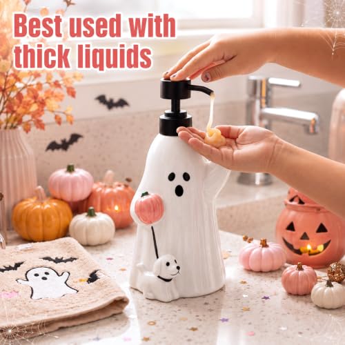 Ghost Puppy Soap Dispenser Ceramic 500ml - Halloween Bathroom Decor
