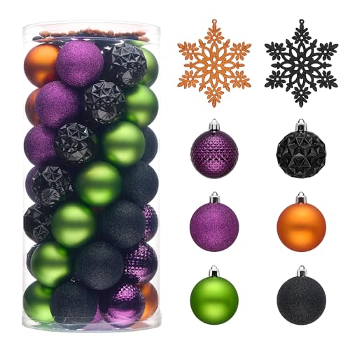 Valery Madelyn 50ct Halloween Tree Ornaments Indoor Decorations - Orange, Purple, Green, Medium