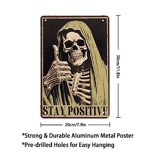 Stay Positive Metal Sign Wall Art - 12×8 Inches Aluminum Retro Decor