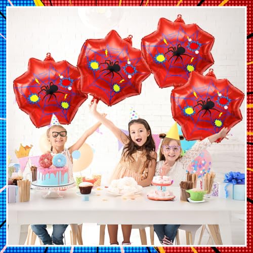 Spider Web Balloon Set - 8 Foil Balloons for Halloween & Party Decor (Spider Theme)