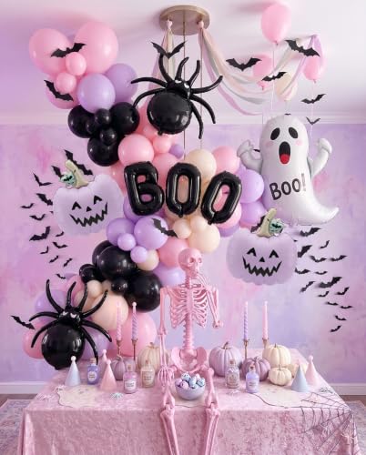 Purple Halloween Party Decorations - Ghost & Pumpkin Balloons Set - Variation: Purple