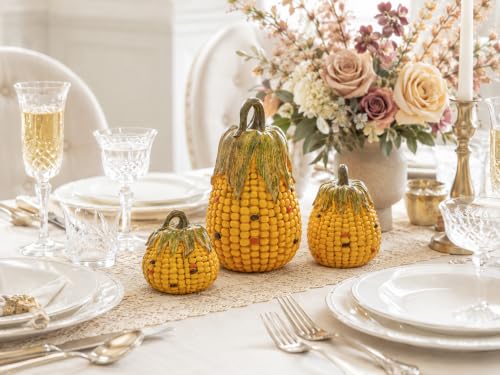 Fall Pumpkin Decorations 3-Piece Farmhouse Autumn Decor for Thanksgiving