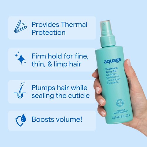 AQUAGE Thickening Spray Gel - Infused with Sea Botanicals for Fine Hair - 8 oz Firm Hold & Body