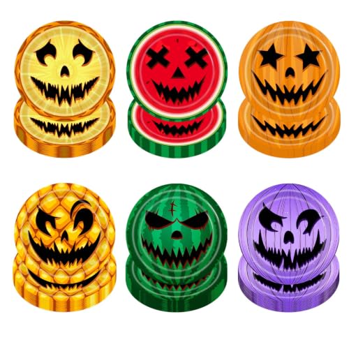 60Pcs Halloween Fruit & Pumpkin Paper Plates Party Supplies - Spooky Theme