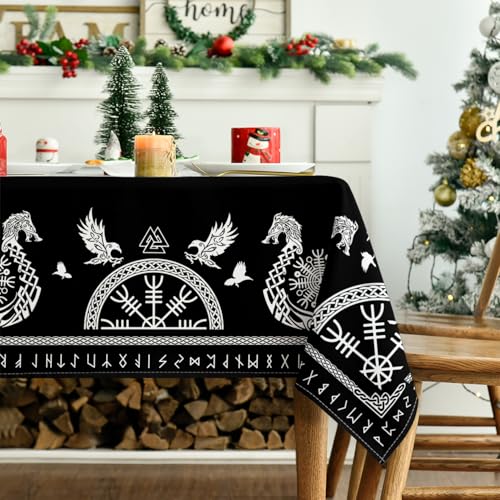 Horaldaily Tarot Altar Tablecloth Black 60x84 Inch Rectangular Home Decor