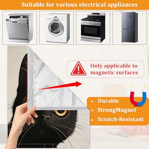 Cute Black Cat Magnetic Dishwasher Cover 23x26 Inch Kitchen Appliance Panel