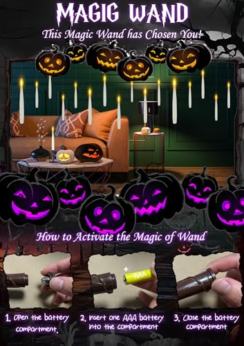 10 White Floating Candles with Wand & AAA Batteries Halloween Decor - Variation of THIS Listing