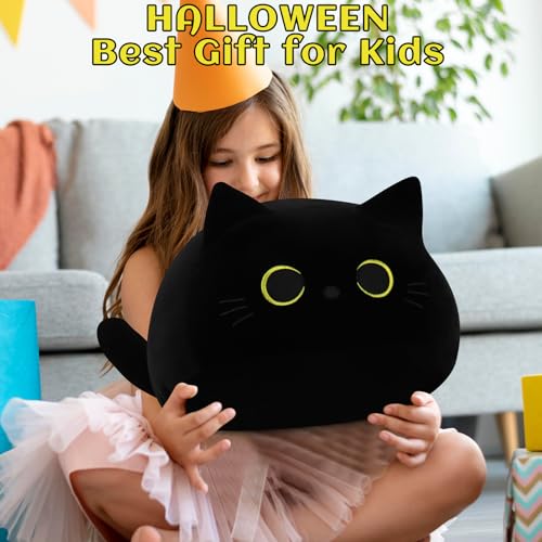 Black Cat Plush Toy Large 19'' Giant Plush Pillow Halloween Decor - Kids & Adults