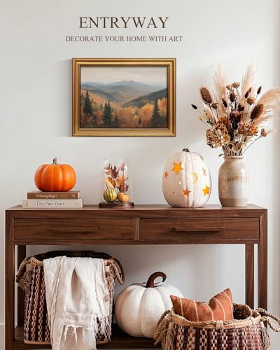 Autumn Forest Wall Art - Gold Framed Fall Landscape Prints 12x16 Inch - Highlands Variation