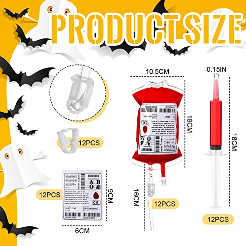 Halloween Blood Bags with Syringes Party Supplies for Drinks - 24 Pieces