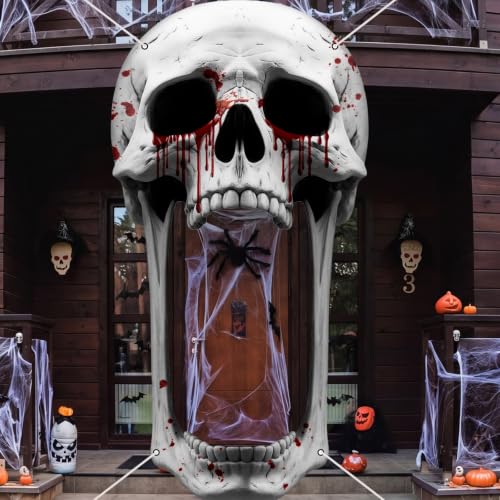 Halloween Skull Door Cover - Giant Skeleton Porch Decoration - Variation: Skull