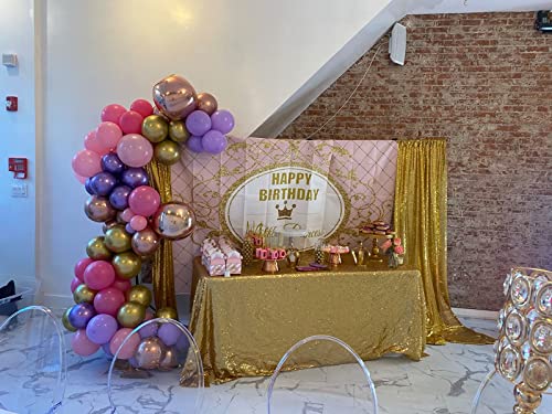 Gold Sequin Tablecloth 90x132 Inch Glitter Rectangular Table Cover - Gold / 132" x 90"