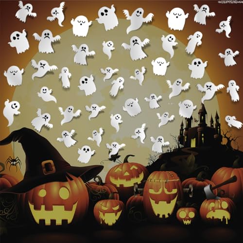Ghost Halloween Wall Stickers - 42Pcs 3D Ghost Wall Decor for Horror Classroom & Home - Variation Ghost-2
