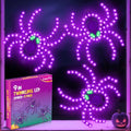 Halloween Twinkling LED Spider Silhouette Lights - 6 Pack, Indoor Outdoor Decor, Purple & Green