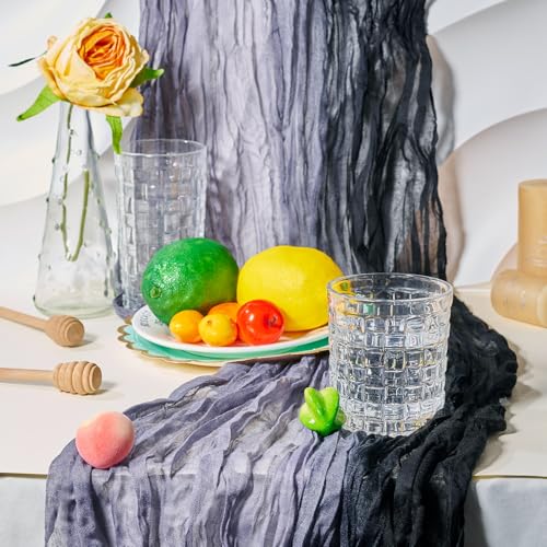 Gradient Light Gray Cheese Cloth Table Runner 29.9 x 68.9 Inches Boho Rustic Decor