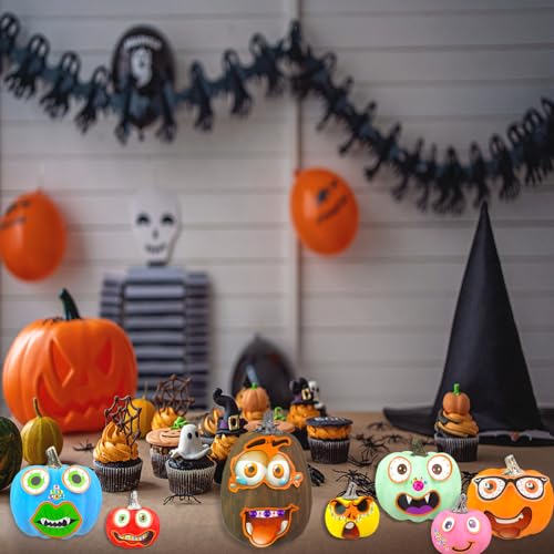 Kids DIY Pumpkin Painting Kit - SML Colorful 13-Piece Halloween Crafts Set