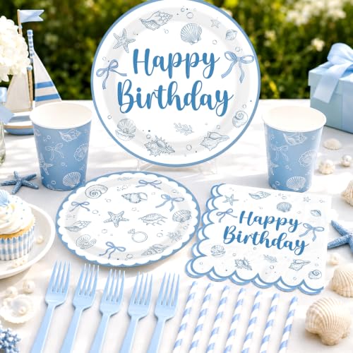 Blue Seashell Birthday Decorations Party Pack - Ocean & Coastal Theme