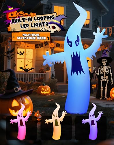 8.7Ft Halloween Inflatable Ghost Yard Decor with LED Lights, Sturdy Outdoor Decoration