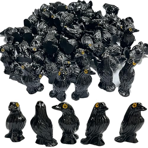 Mini Crow Figurines for Halloween Decorations - 50pcs Dark Theme Crafts & Party Favors