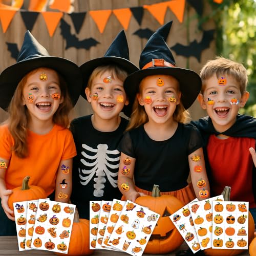 Halloween Pumpkin Temporary Tattoos - 120PCS Fall & Party Decals