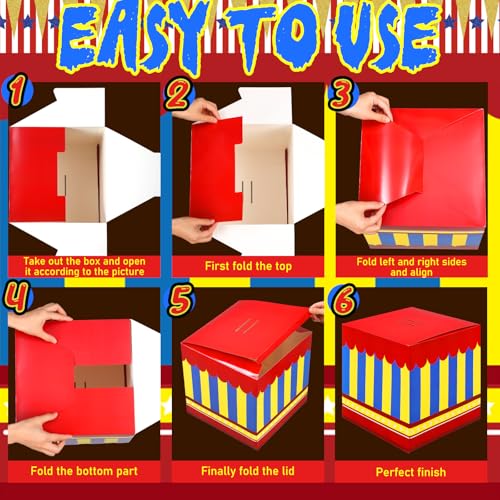 Circus Party Decorations Set - 6 Large Gift Boxes with Animal Cards