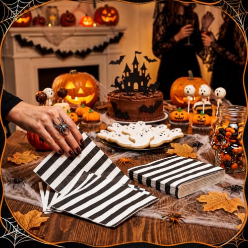 Halloween Paper Napkins Gothic Striped Pack of 50 - Party Tableware