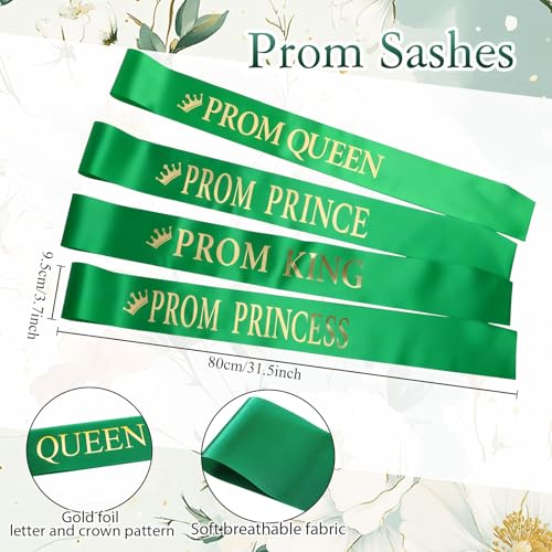 Prom Crowns and Tiara Set with Sashes - Green, King & Queen Costume Accessories