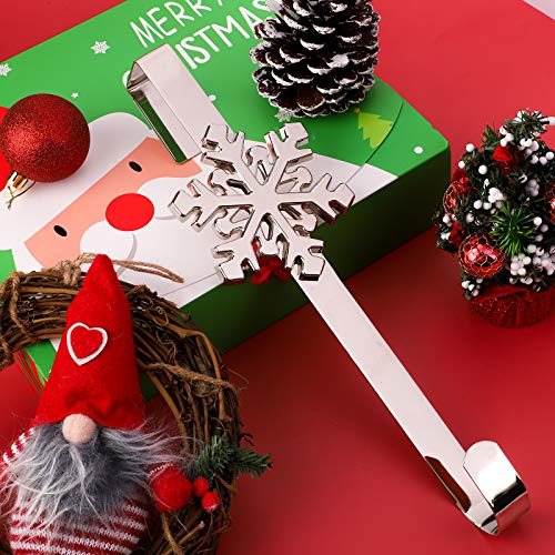 URATOT Christmas Silver Metal Wreath Hanger with Snowflake Icons - 14.5 Inch Heavy Duty Door Hook (Variation: Silver)