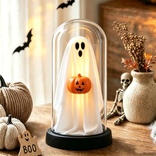 Light-Up Ghosts with Pumpkin Halloween Decor - Indoor Handcrafted Set