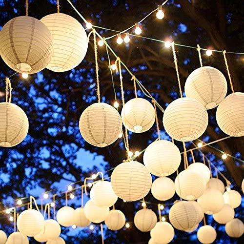 6 Inch White Paper Lanterns - 12-Pack Decorative Round Party Hanging Lights