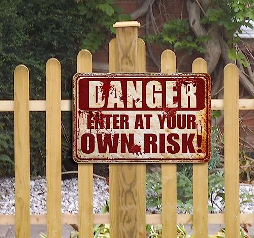 Halloween Bloody Horror Metal Sign Outdoor Indoor Decor - Multi